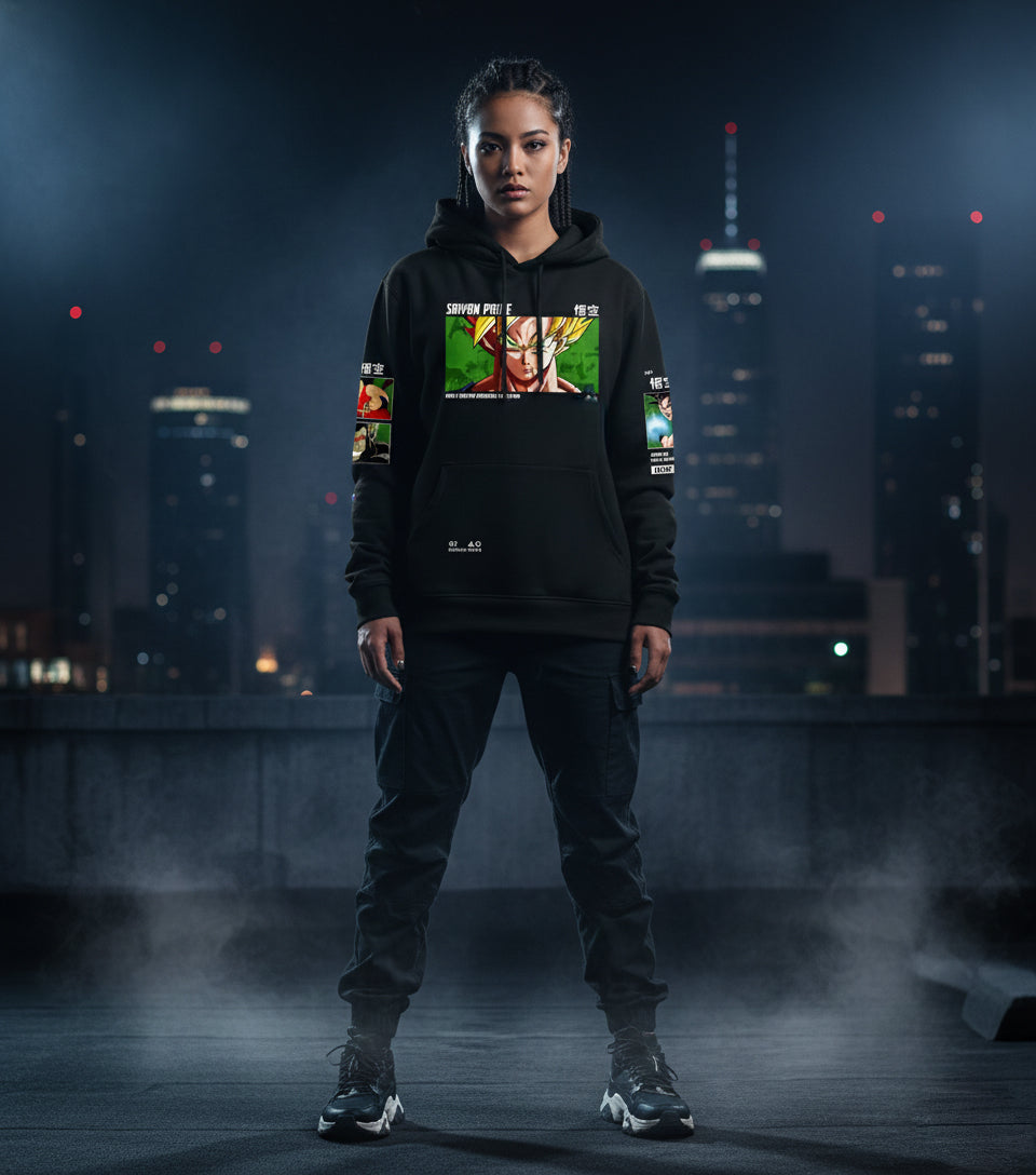 Anime Warrior Eyes Hoodie | Oversized Streetwear for Men & Women | Japanese Graphic Winter Fleece Sweatshirt - AMANISHE STUDIO
