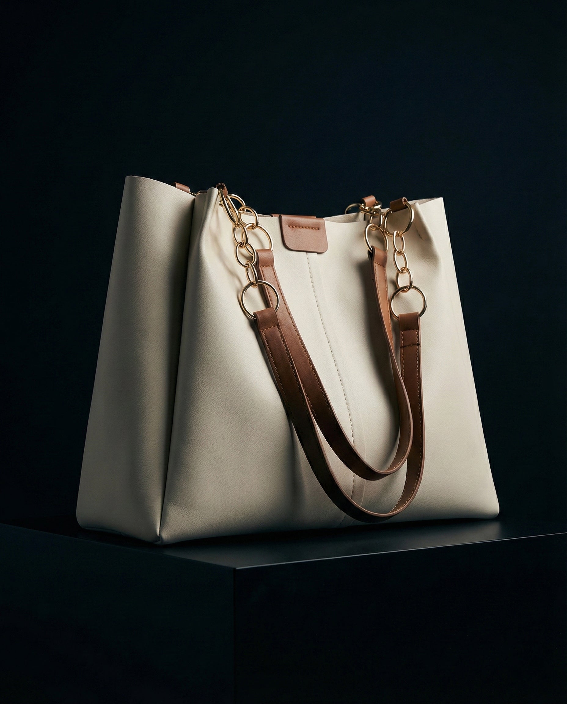 Luxury Women’s Tote Handbag with Gold Chain Straps – Premium Everyday Shoulder Bag - AMANISHE STUDIO