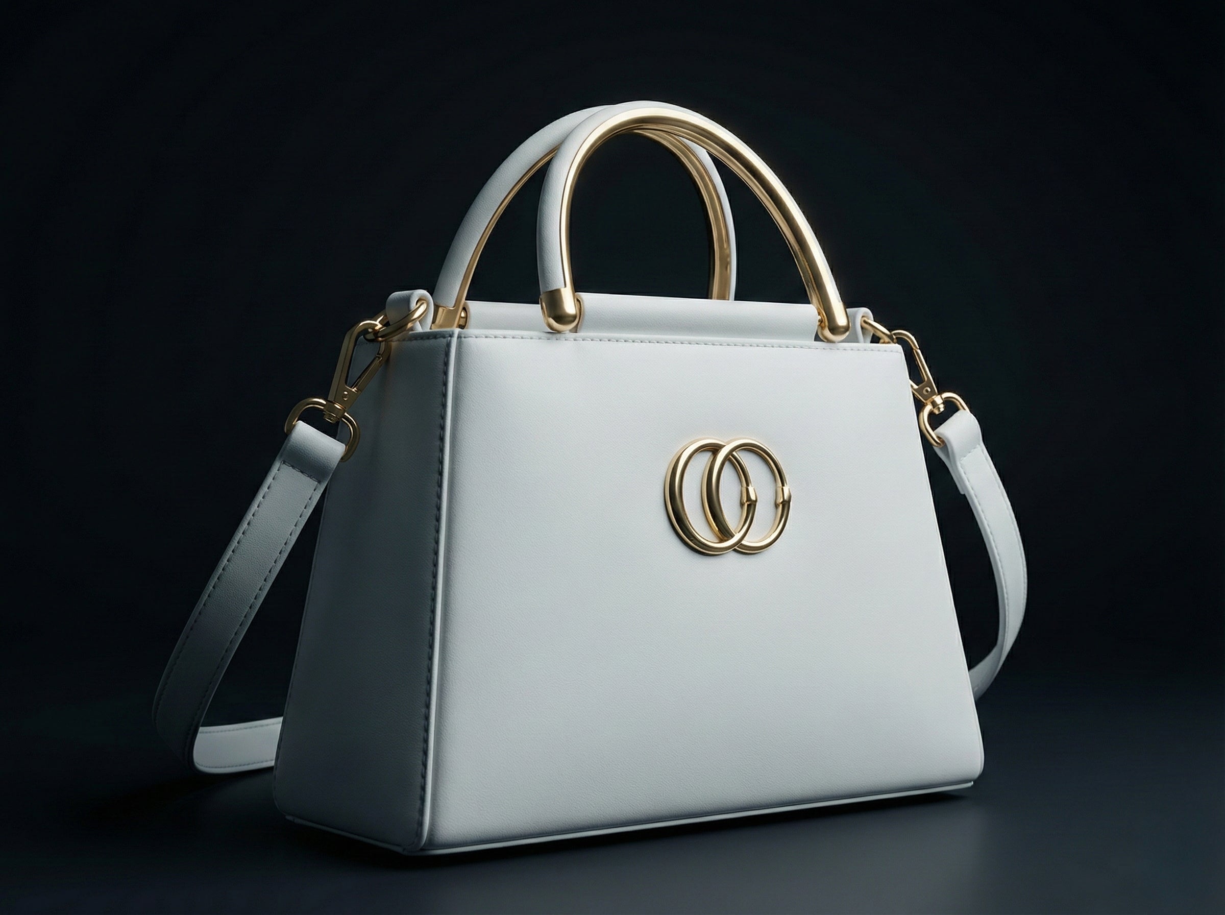 Luxury Women’s Top Handle Handbag – Elegant Structured Design with Gold Metal Rings | Premium Shoulder & Crossbody Bag - AMANISHE STUDIO