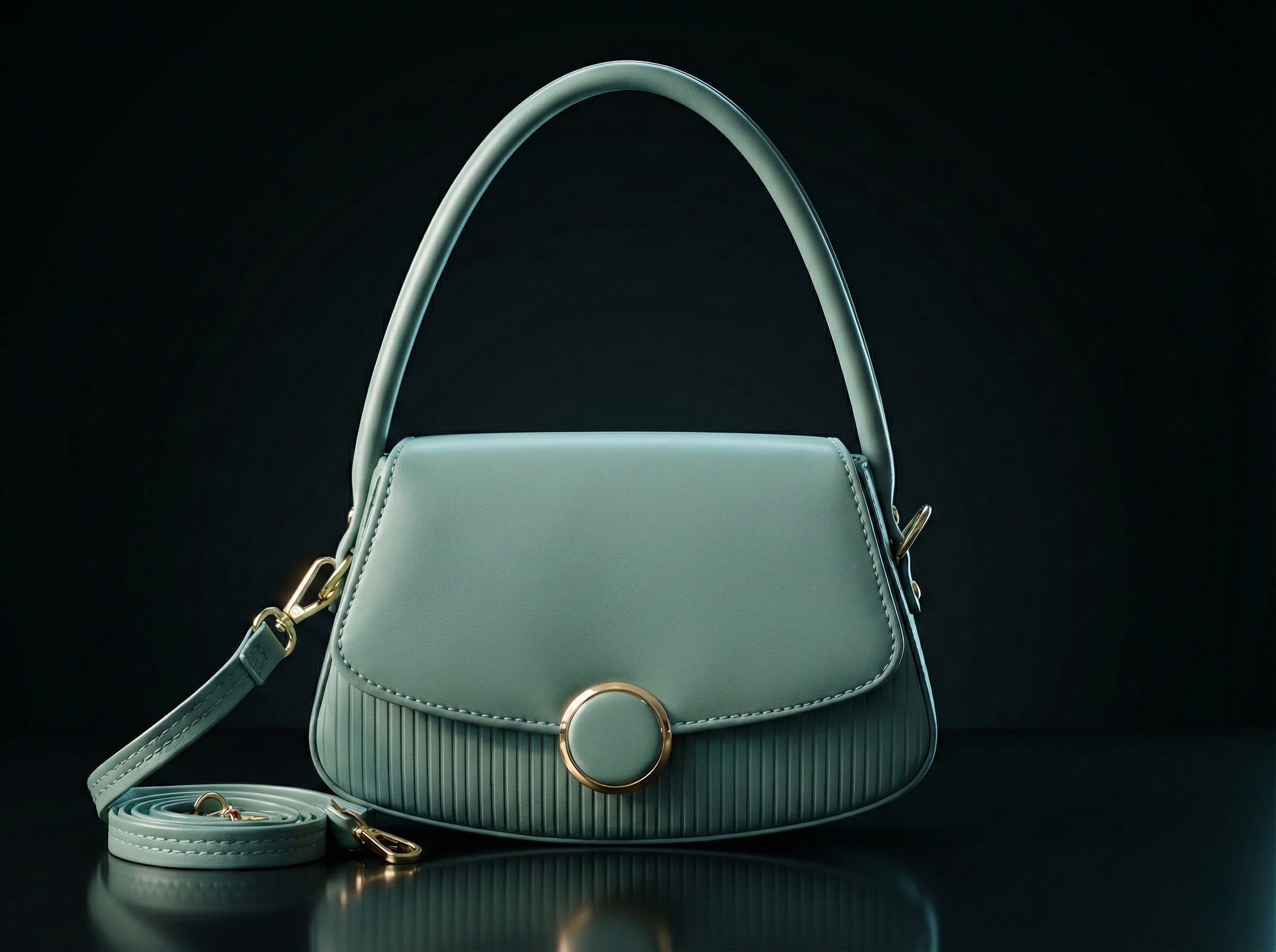 Luxury Pastel Green Sling Bag for Women – Premium PU Leather | Elegant Gold Hardware - AMANISHE STUDIO