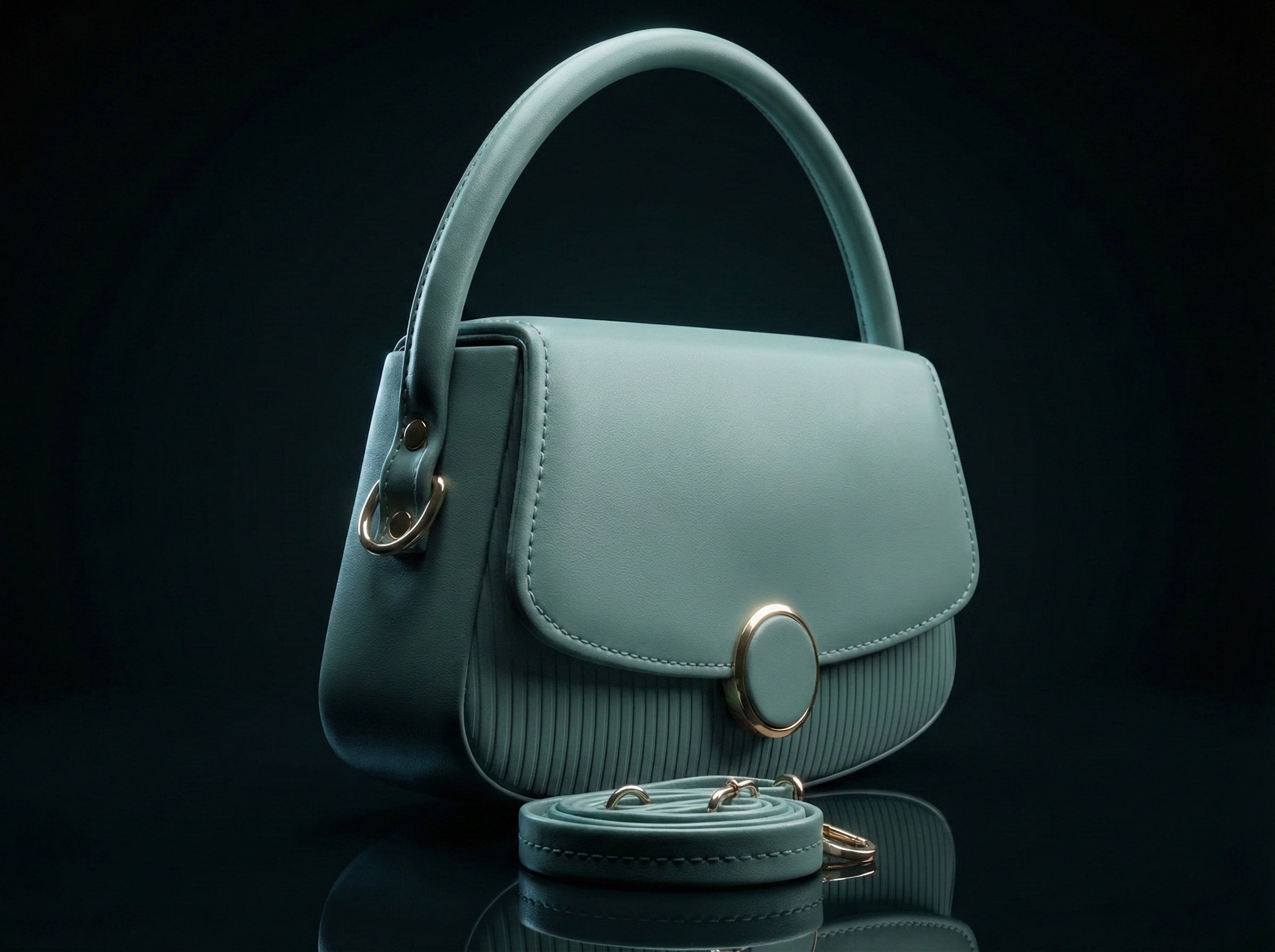 Luxury Pastel Green Sling Bag for Women – Premium PU Leather | Elegant Gold Hardware - AMANISHE STUDIO