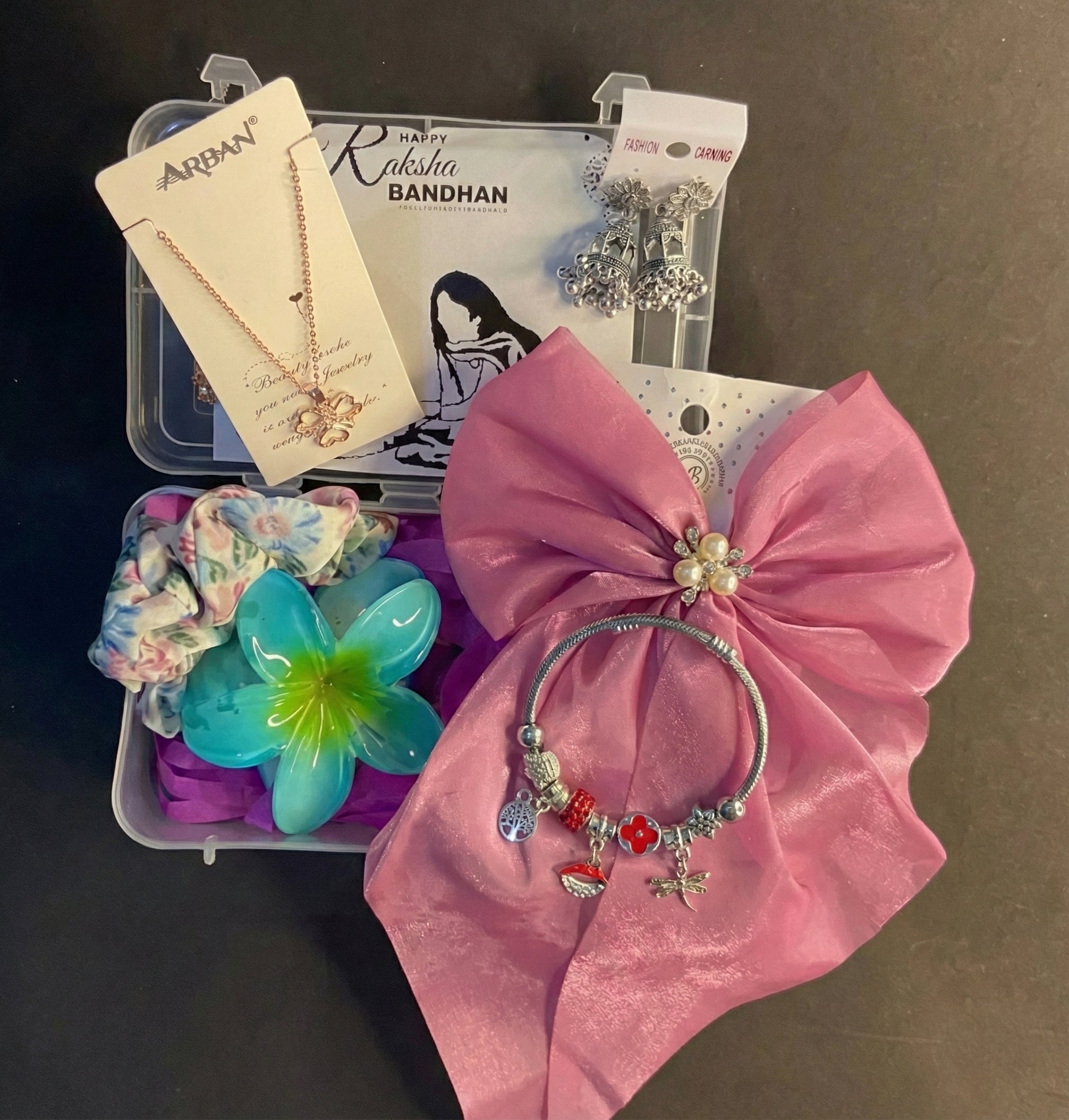 Gift Hamper – Jewelry Set, Charm Bracelet, Earrings, Hair Accessories & Special Message Card – Premium Gift - AMANISHE STUDIO
