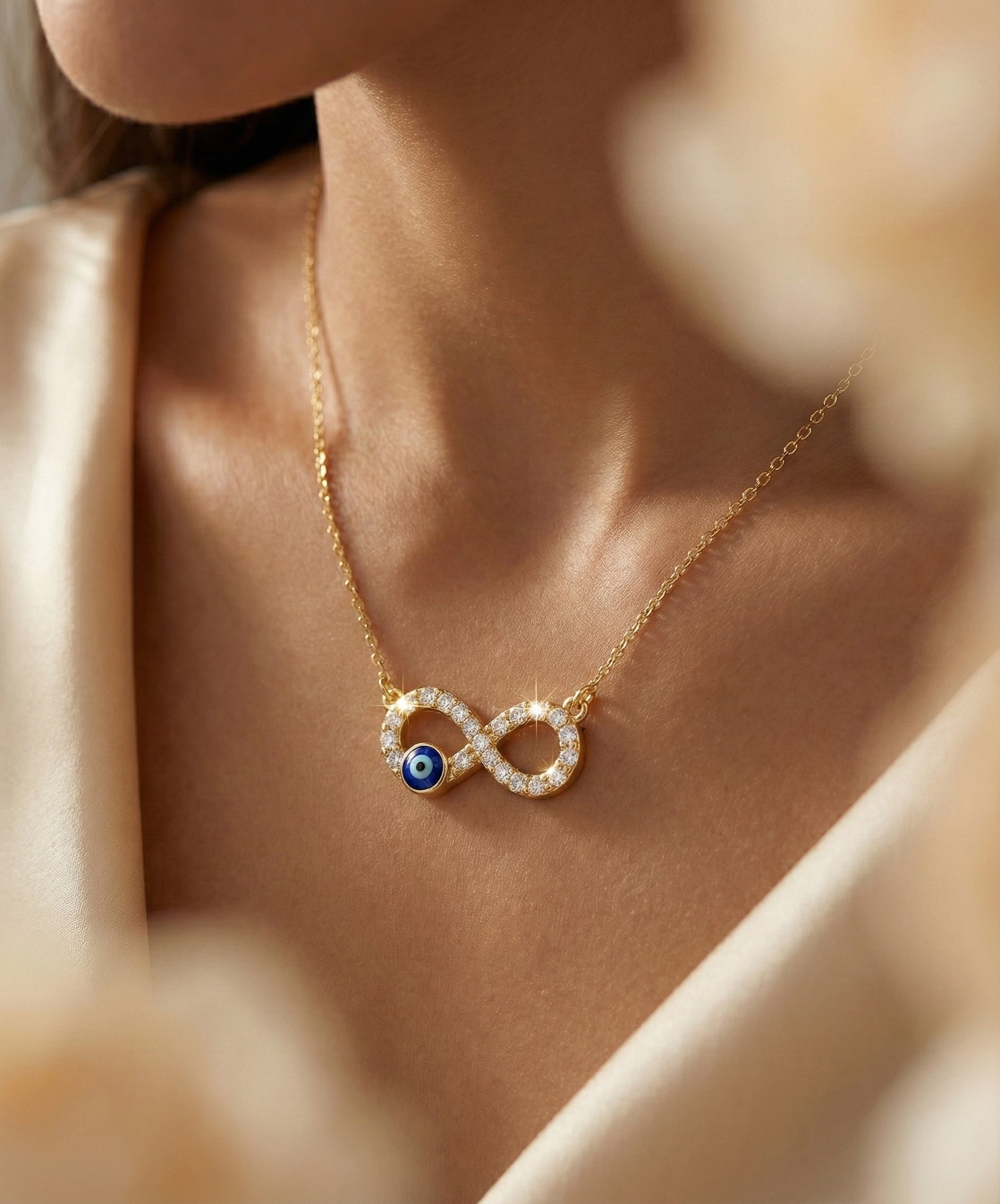 Golden Evil Eye Infinity Pendant Necklace for Women | Protection & Stylish Gift Jewelry - AMANISHE STUDIO