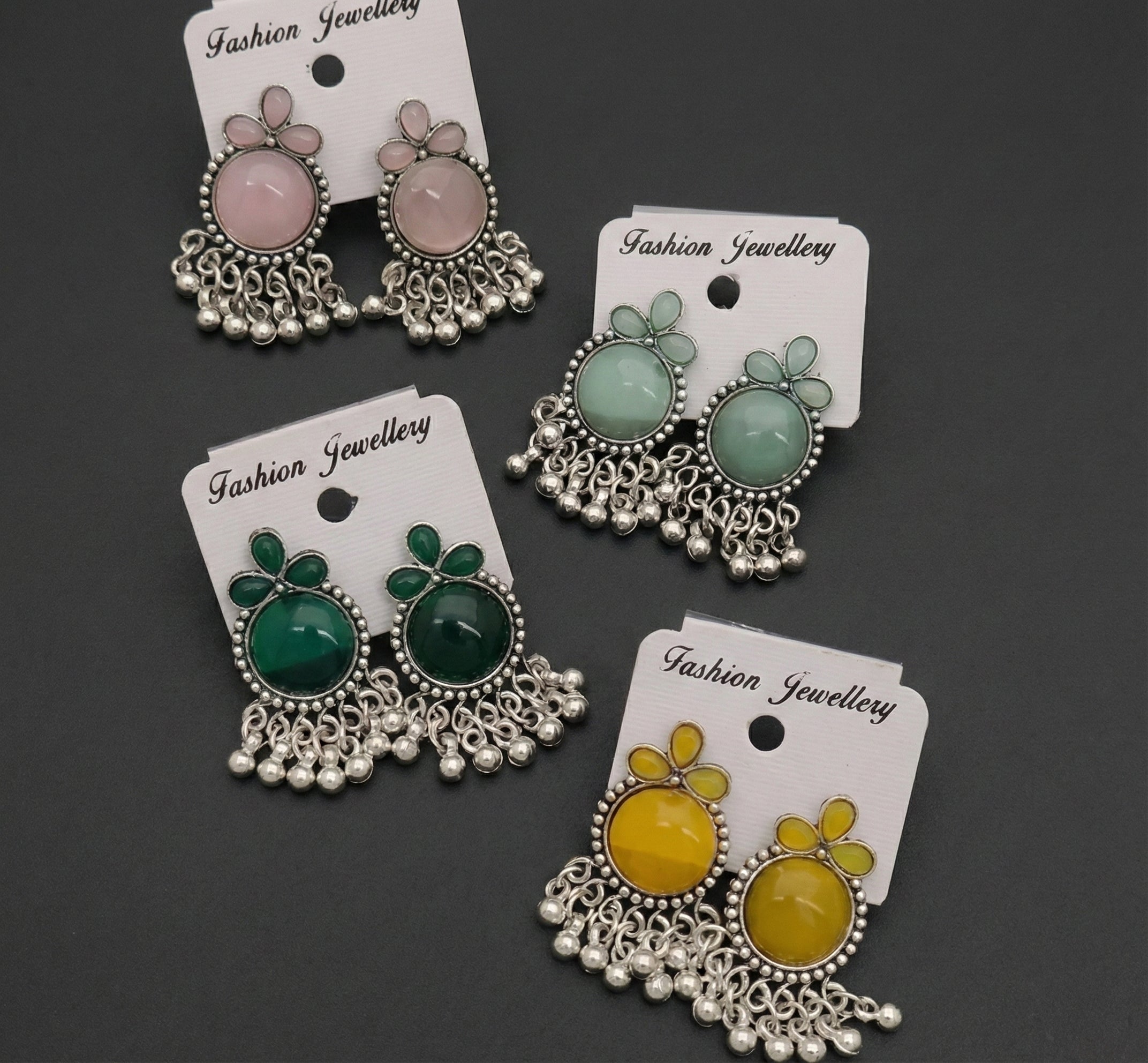Trendy Oxidized Silver Dangler Earrings for Women & Girls | Casual & Ethnic Wear (4pcs) - AMANISHE STUDIO