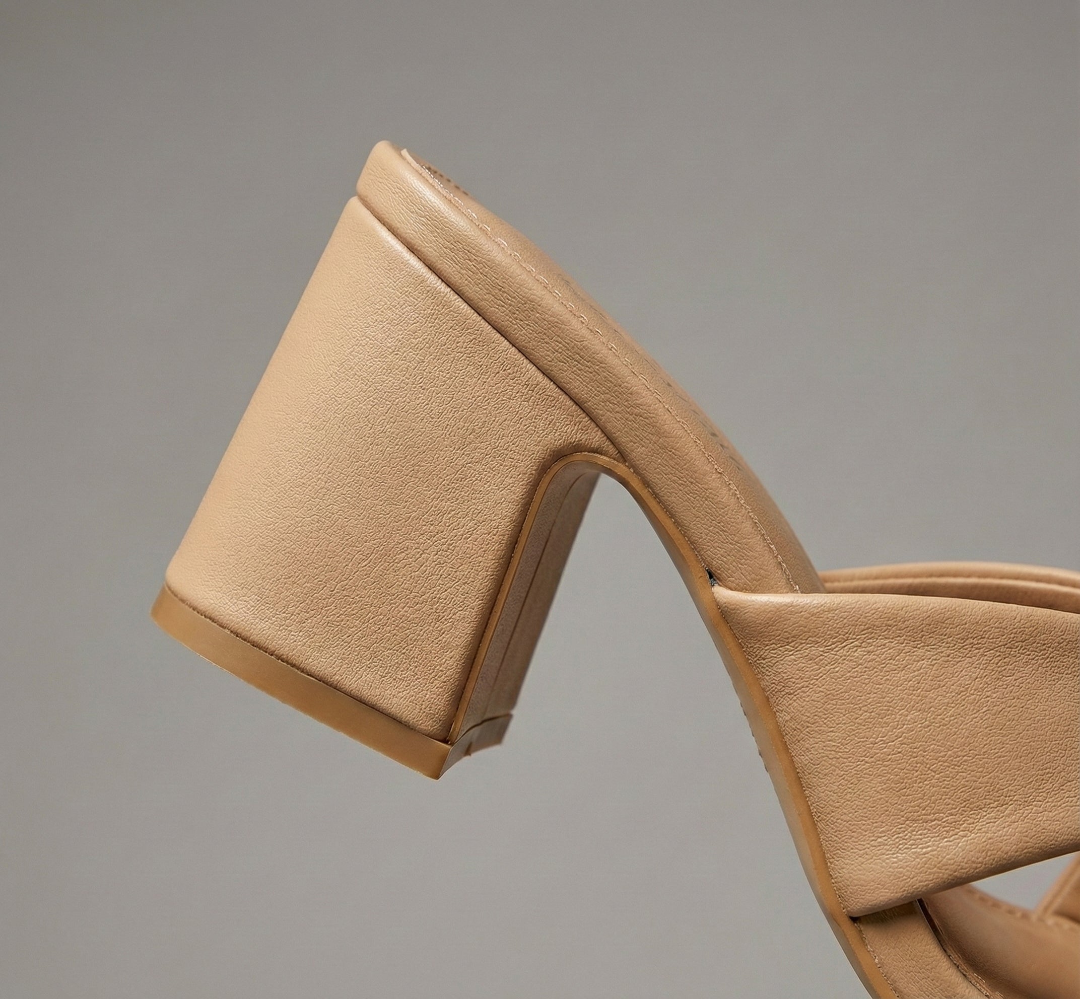 Cross Strap Block Heel Sandals for Women | Nude Slip-On Heels | Partywear & Casual Fashion Sandals | Open Toe Comfort Heels - AMANISHE STUDIO