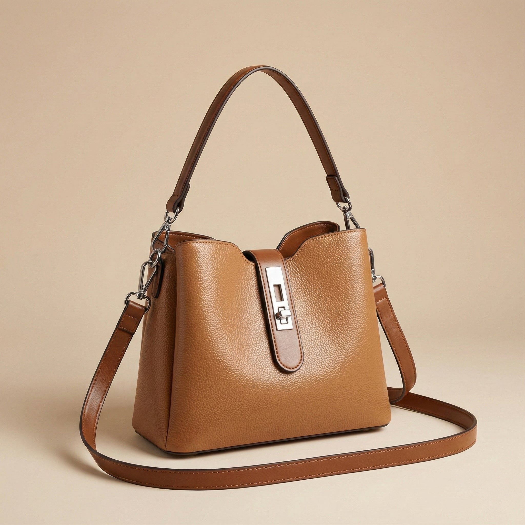 ZAALIQ Medium Tan Korean-Style Premium Shoulder Bag for Women | Casual & Daily Use Handbag - AMANISHE STUDIO