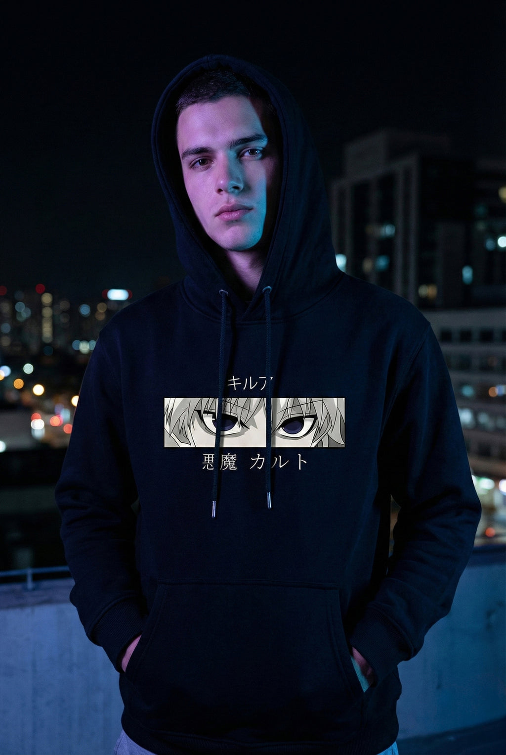 Anime Eyes Oversized Hoodie for Men & Women | Japanese Streetwear Graphic Sweatshirt | Winter Fleece Unisex Hoodie - AMANISHE STUDIO