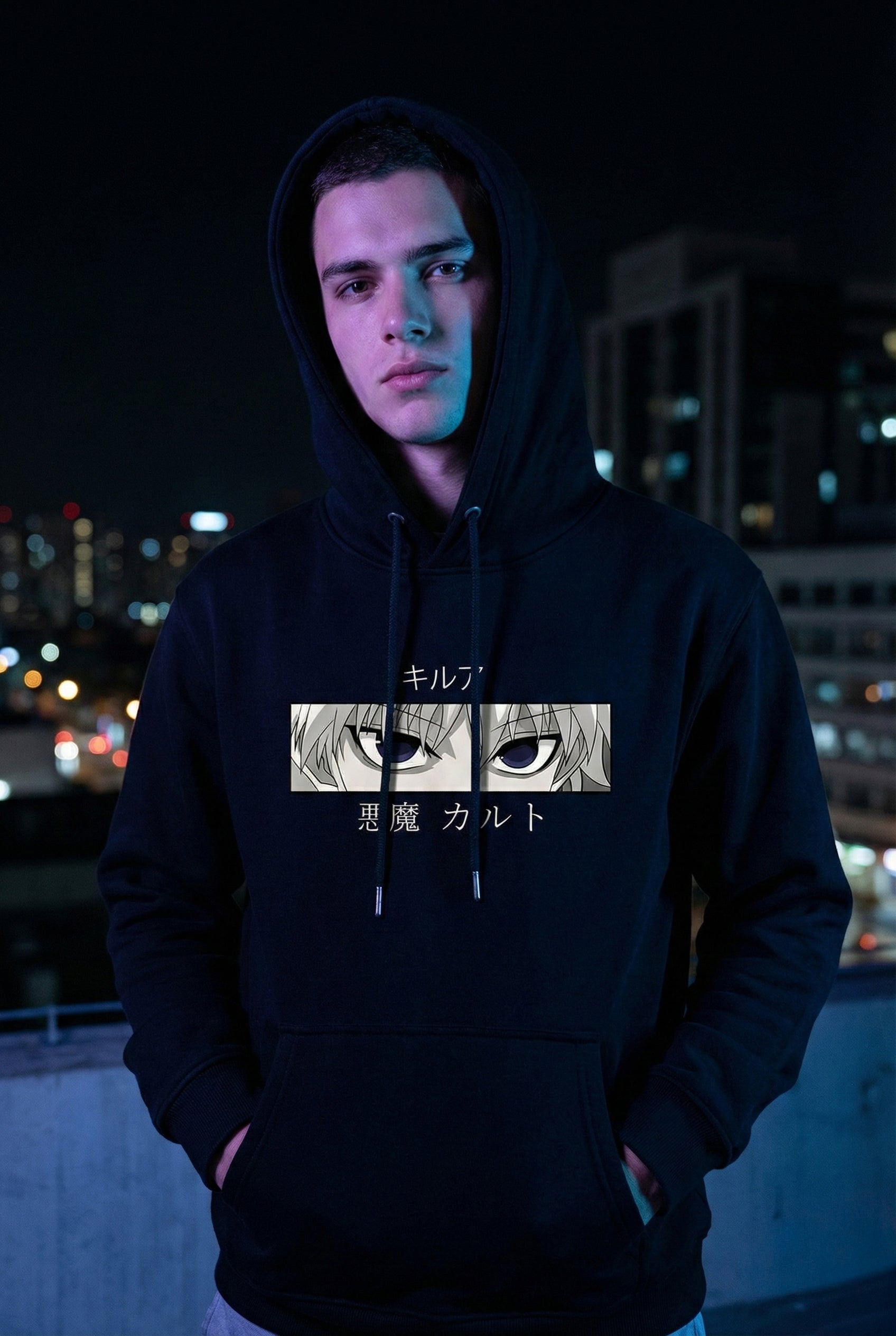 Anime Eyes Oversized Hoodie for Men & Women | Japanese Streetwear Graphic Sweatshirt | Winter Fleece Unisex Hoodie - AMANISHE STUDIO