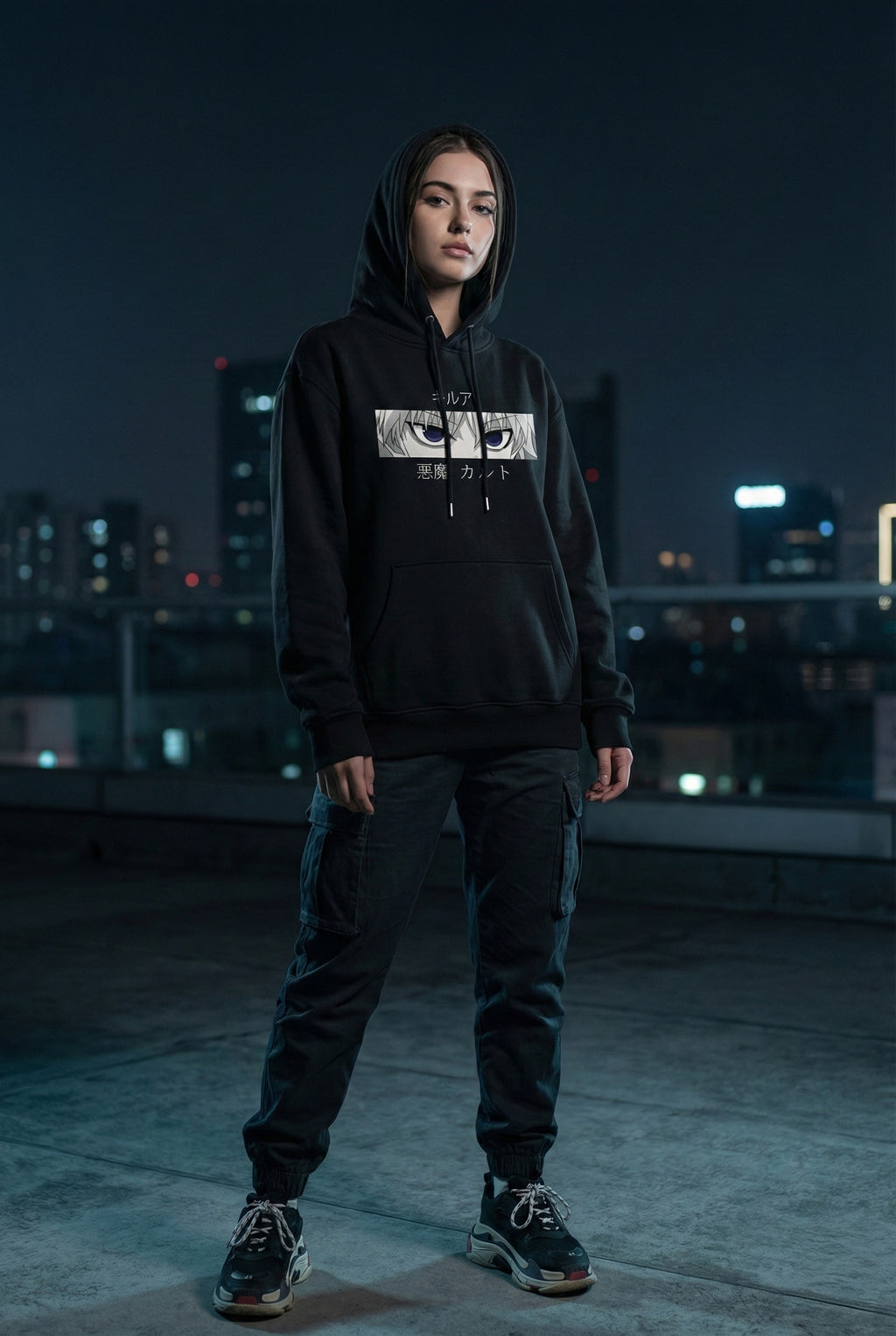 Anime Eyes Oversized Hoodie for Men & Women | Japanese Streetwear Graphic Sweatshirt | Winter Fleece Unisex Hoodie - AMANISHE STUDIO